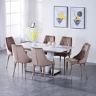 Nordic style cheap price mdf top Panel tables and velvet chairs dinning room furniture dining tables set