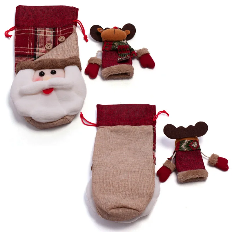 sj384 holiday gift classic santa claus wine bottle cover ani