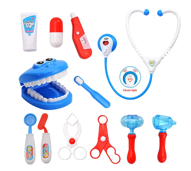 Educational plastic medical tool set cosplay doctor game kids dentiste toy
