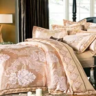 Luxury 100% Cotton Satin Jacquard Bed Sheet set Pillow Covers Quilt Cover BeddingSet