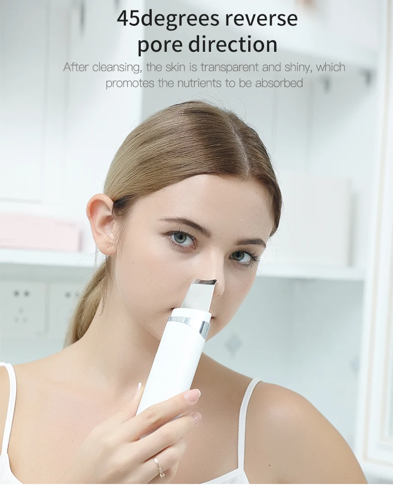 2020 Sainbeauty 超声波铲 USB 可充电便携式护肤面部皮肤洗涤器超声波黑头去除铲