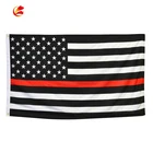 Thin Red Line American Flag 3x5 FT Flag Support Fire Fighters Black White Red flag With Brass Grommets