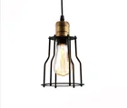 Industrial Black Iron Cage Shade Pendant Lights Modern Drop Lights For Hotel