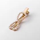 Custom Design Lovely Butterfly Bow Pearl Hair Grips Fashion Barrette Gold Snap Clips