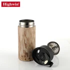 Highwin Factory Desgin Light Wood Printing Thermos Bottle French Press Espresso Cappuccino Car Coffee Maker