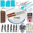 73pcs Professional Cupcake Decorating Kit Rotating Turntable Stand Frosting Piping Bags and Tips Set Icing Spatula