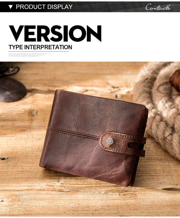 Contact's Genuine Leather Wallet for Men RFID Blocking Bifold with Coin Pocket