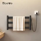 black stainless steel electrothermal towel rail, smart home bathroom wall mounted rack electric towel heater warmer dryer
