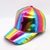 2019 New Brilliant Painted Leather Rainbow Bright Baseball Cap