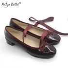 OEM comfortable slip on flat ballet party shoes foldable leather ladies bow tie red ballerina