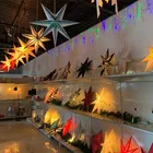Gold 2020 Gold Christmas Star Decorations Hanging Paper Star Lanterns Ornament