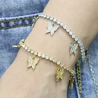 Factory price colorful gold brass charm rainbow bracelet Butterfly link zirconia butterfly bracelet