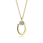 16in Crystal Necklace Fork Color Gold Necklaces Pendants Stainless Steel Jewelry Necklace Women Choker Collier kolye