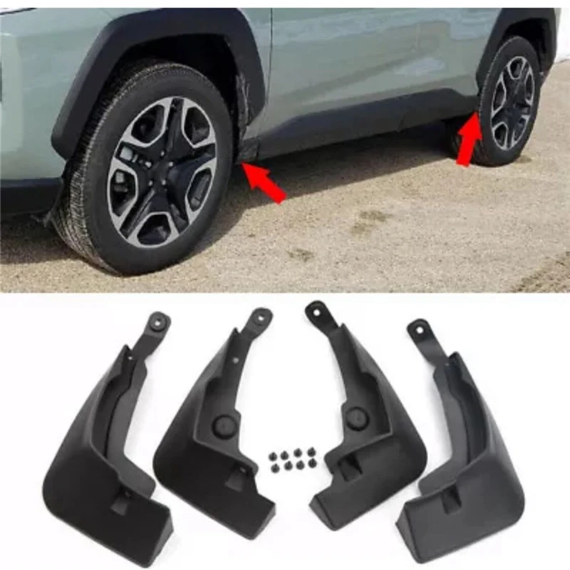 4pcs Car Mud Flaps Mud Splash Guards Mudguards Auto Black Front Rear