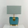 Dark green Fluff Leather And Gold Metal Base Black Lampshade Table Lamp