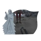 Cheap polished black granite white jesus cemetery headstone designed