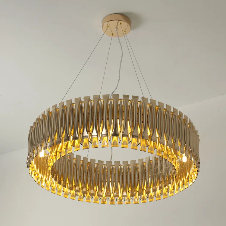 Luxury Modern Gold tube Aluminum LED Pendant Light for hotel villa shopping mall