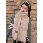 Fashion Custom wool Long Shawl Plain Lady Warm Printed Thick Winter Plaid Scarf