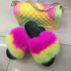 Jelly Purse Bag And Fur Sandals Slides With Matching Bag