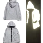 china manufacturer hot sale custom private logo wind breaker new fashion high light reflective hip hop hoodie jacket