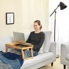 SONGMICS Adjustable Tilting Top Bamboo Bed Tray Table Folding Notebook Laptop computer Desk with Drawer