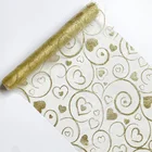Wedding Polyester Custom Printed Gold Polyester Fabric Organza Wedding Table Runners
