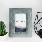 customized size wooden picture photo frame covered soft gray velvet with gold stamp