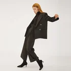 OLStyle retro neutral stripes dark elegant office suits for women