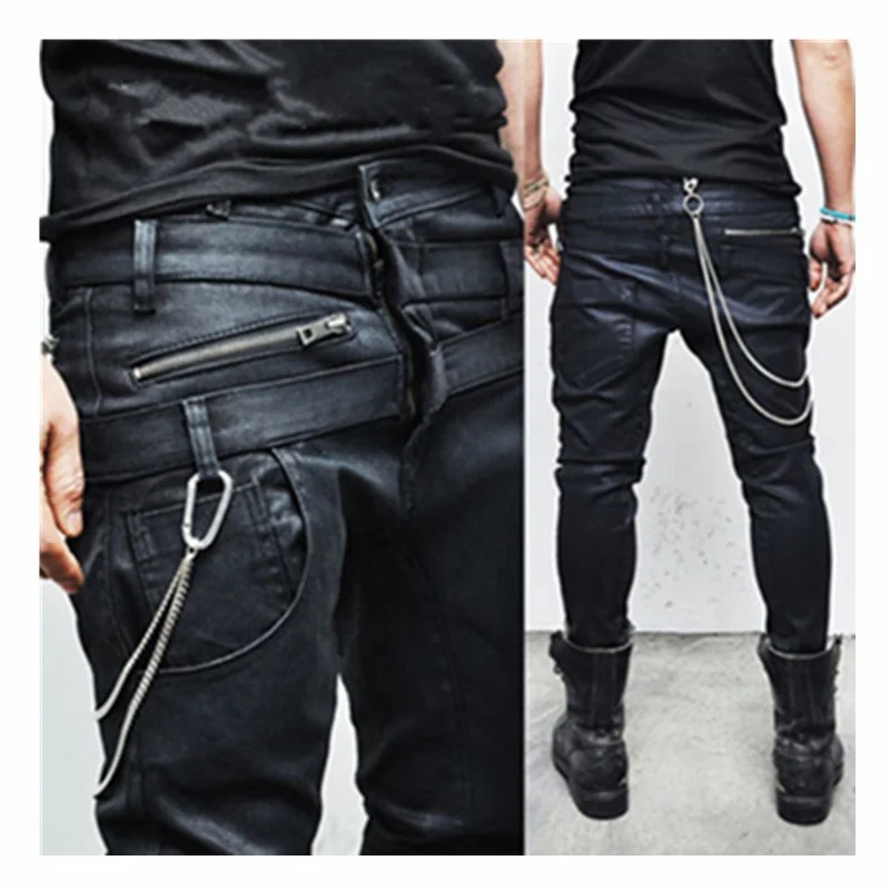 coated waxed jeans