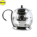 New Design Heat Resistant Clear Teapot Set Stainless Steel and Glass Tea Set with Infuser
