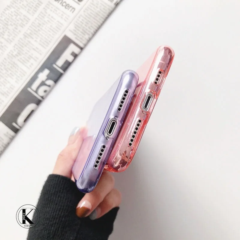 Transparent Colours TPU Phone Case For iPhone 11/12/X/XSMAX/XR/6/7/8Plus Silicone  Ultra Thin TPU Mobile phone Back Cover