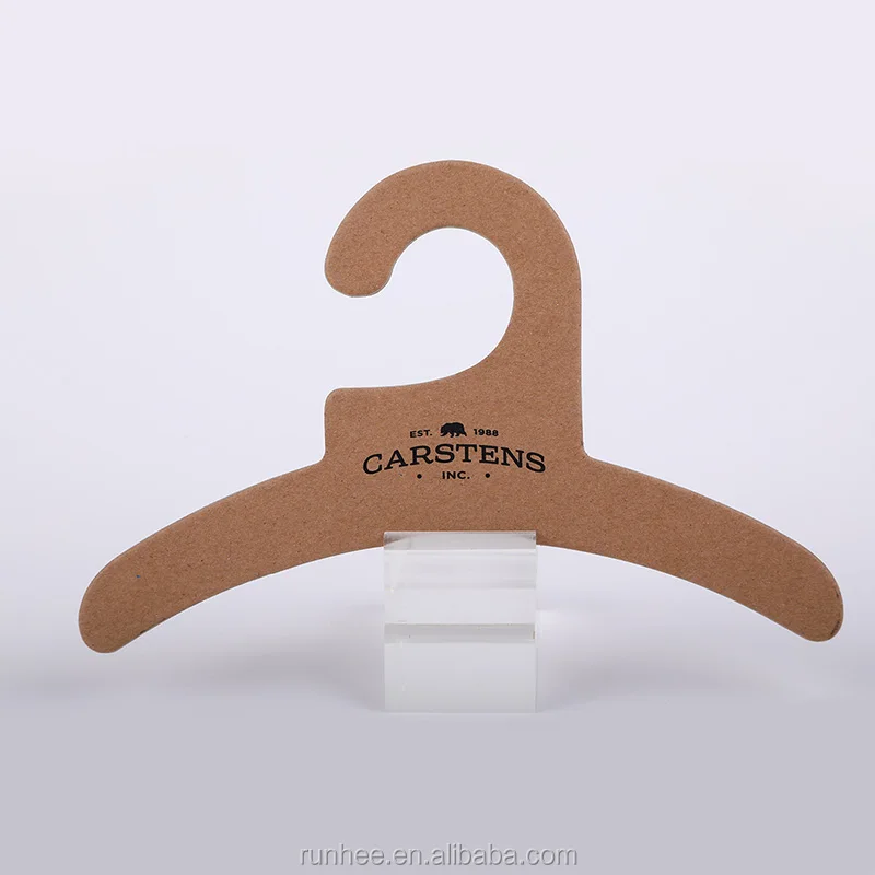 FSC Certified Recycled Cardboard Pet Clothes Hanger With Silk Printed Logo Nature Color