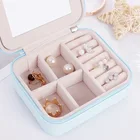small leather travel jewelry box for earrings ring bracelet necklace display storage organizer case