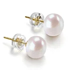 Women Jewelry Statement Natural Freshwater Gold Plated Pearl Stud Earrings