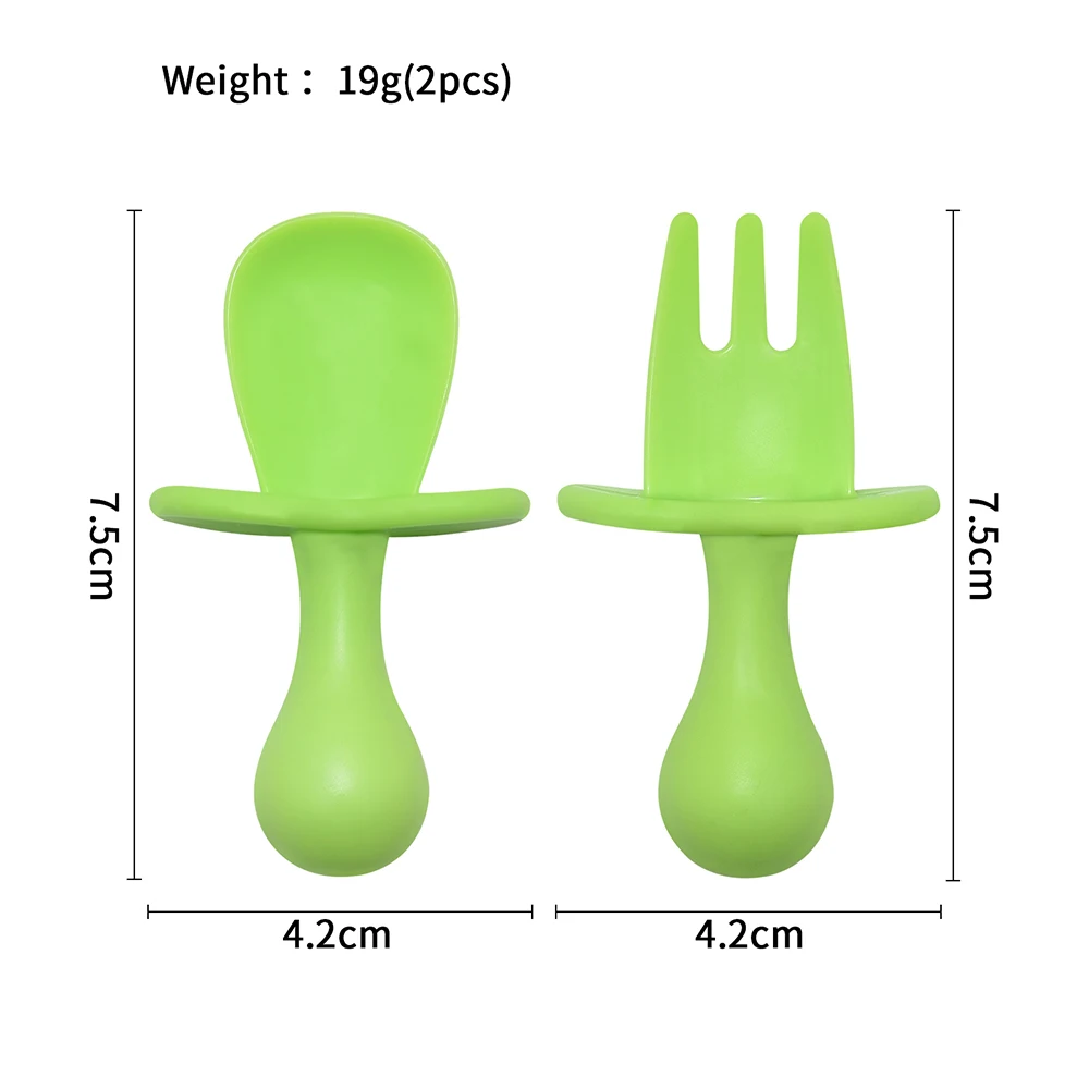 BHD Anti-Choke BPA Free First Training Independent Feeding Toddler Infant Plastic Utensils Mini Baby Spoon and Fork details