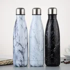 marble water bottle stainless steel thermal sealed insulated vacuum bottle