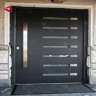 Tempered glass front pivot door designs / double entry main door design