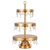 Swing Cup Cake Stand Rods Display Gold Hanging Crystal 3 Layer Three Tier Cake Stand Tier for Wedding Birthday Party Decoration