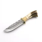 Hunting Knife VG10 Damascus Handmade Fixed Blade Hunting Knife Survival Knife With Cowhide Leather Sheath