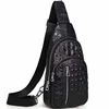Casual fashion travel crocodile embossed luxury men genuine leather sling small satchel cross body chest messenger bag shoulder