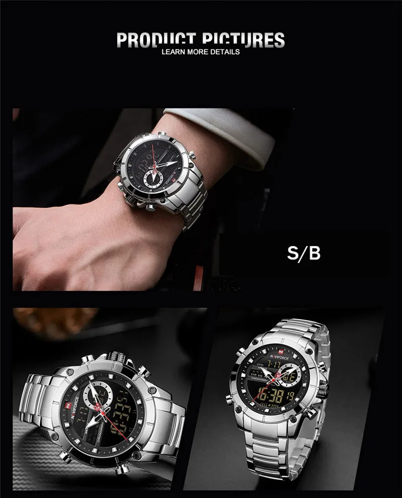 NAVIFORCE Top Brand Men Watches Fashion Business Quartz Watch Mens Chronograph Wristwatch Clock Relogio Masculino 9163