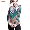 Best selling western style new design cheap long sleeve fashion floral print women formal clothes blouses top designs for office