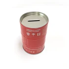 Oil drum shape metal coin bank money saving tin box