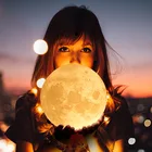 Hot Sales Touch Control Dimmable Two Colour Moon Lamp USB Rechargeable Lunar Led Night Light with Stand for Baby