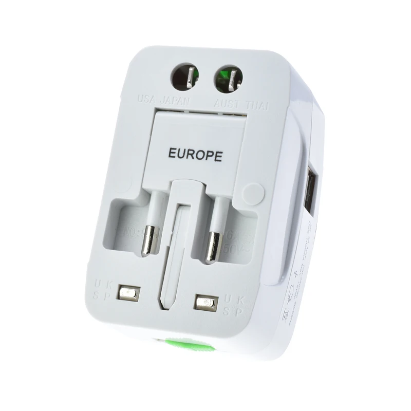 EU US UK AU Swiss Brazil Indonesia Canada France World All in One Universal Promotional Travel Adaptors With 2 Usb