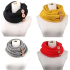 D1719 Wholesale Women Winter Neck Scarves Wool Infinity Cover Button Knitted Scarf