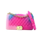 2020 new designer fashion beach ladies rainbow color jelly purse mini handbags for woman