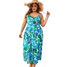 Latest Design Big Size Women Clothing Wholesale Fat Ladies Beach Floral Printed Sling Sleeveless Plus Size Dress Sexy