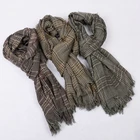 Wholesale New cotton and linen plaid wool shawl