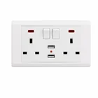 Uk Wall Socket Wall Plug Socket UK Plug 3 Hole Electrical Dual USB 2 Outlet Switch Wall Socket